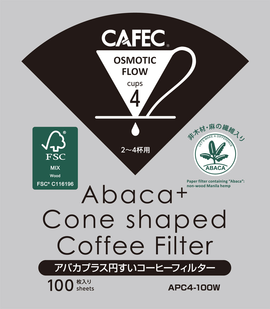 CAFEC - Filtres Abaca+ Blanc 4 Tasses