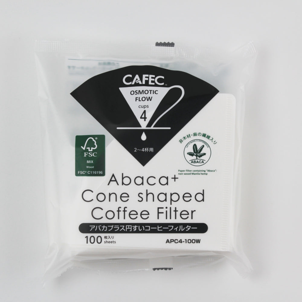 CAFEC - Filtres Abaca+ Blanc 4 Tasses