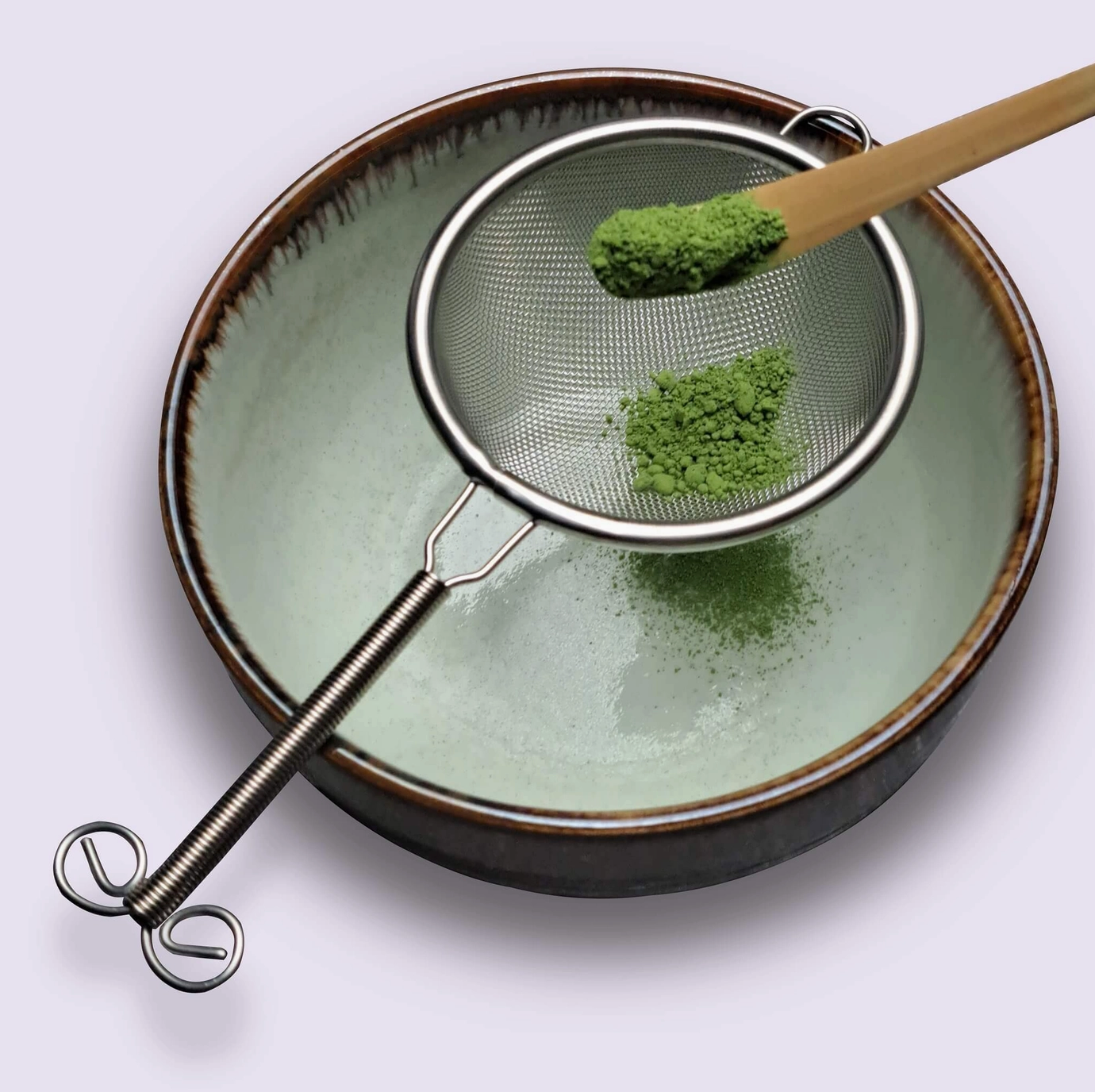 Spatule Matcha bambou blanc fait main